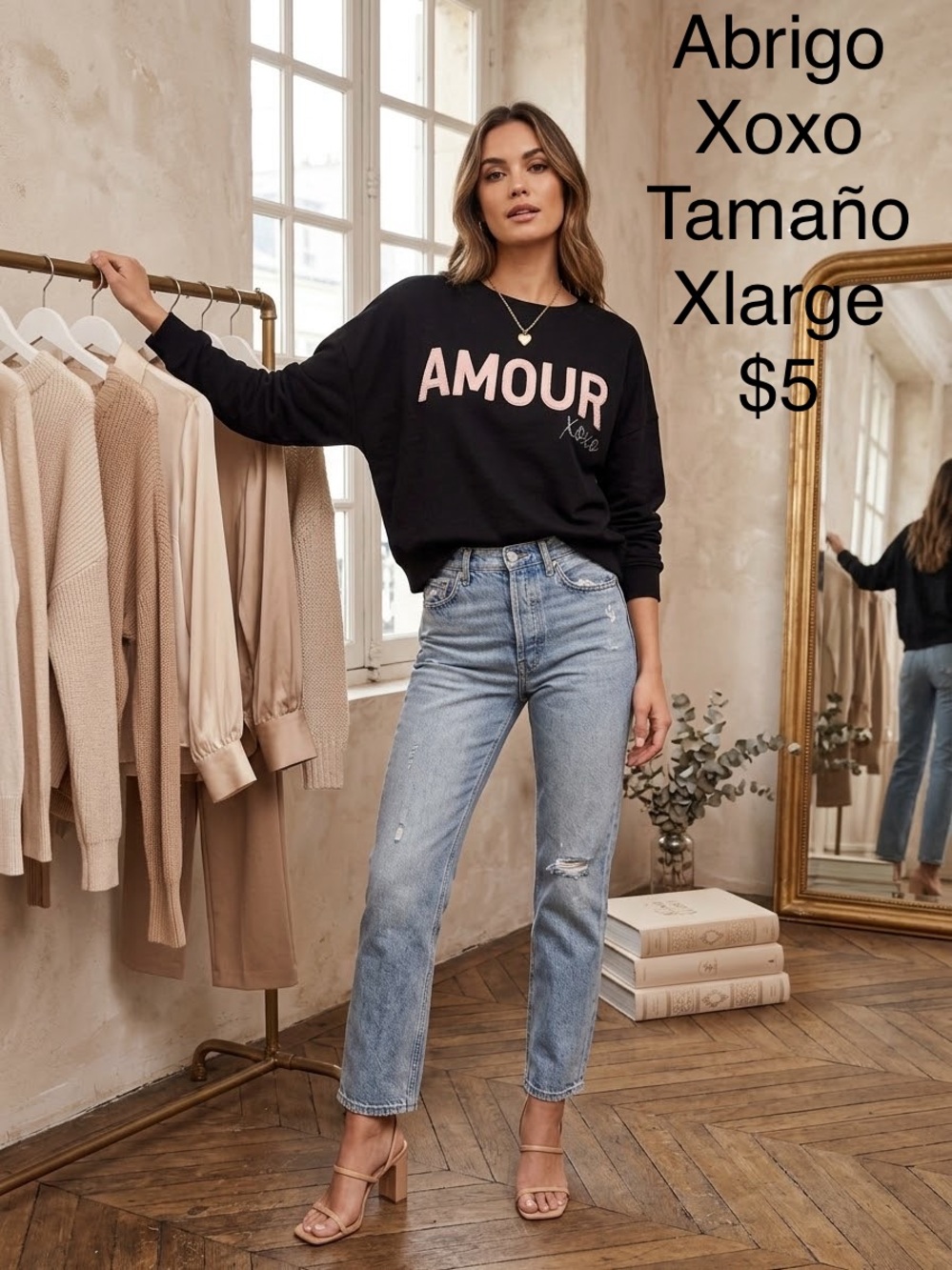 AMOUR Graphic Straight-Leg Jeans in Light Blue by Xoxo
